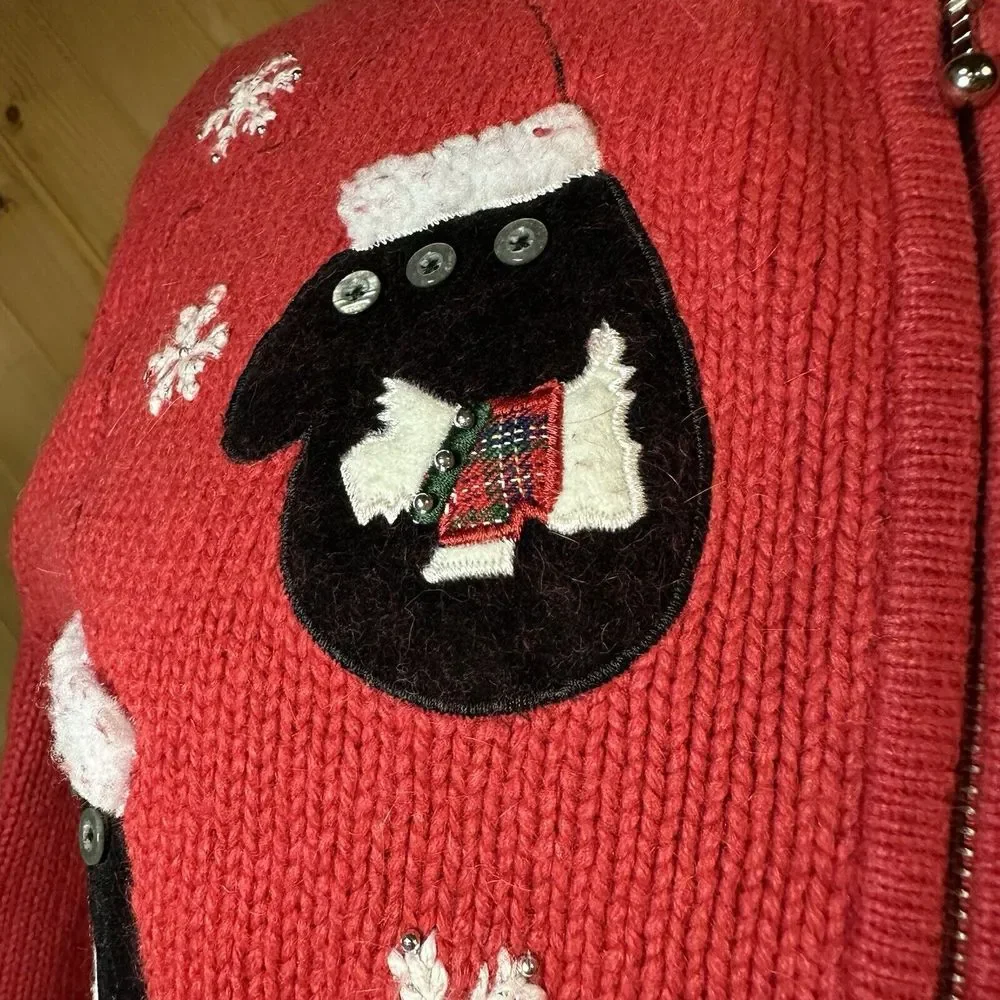 Croft And Barrow Embroidered Christmas Sweater Women's Medium‎ Winter Snowflakes